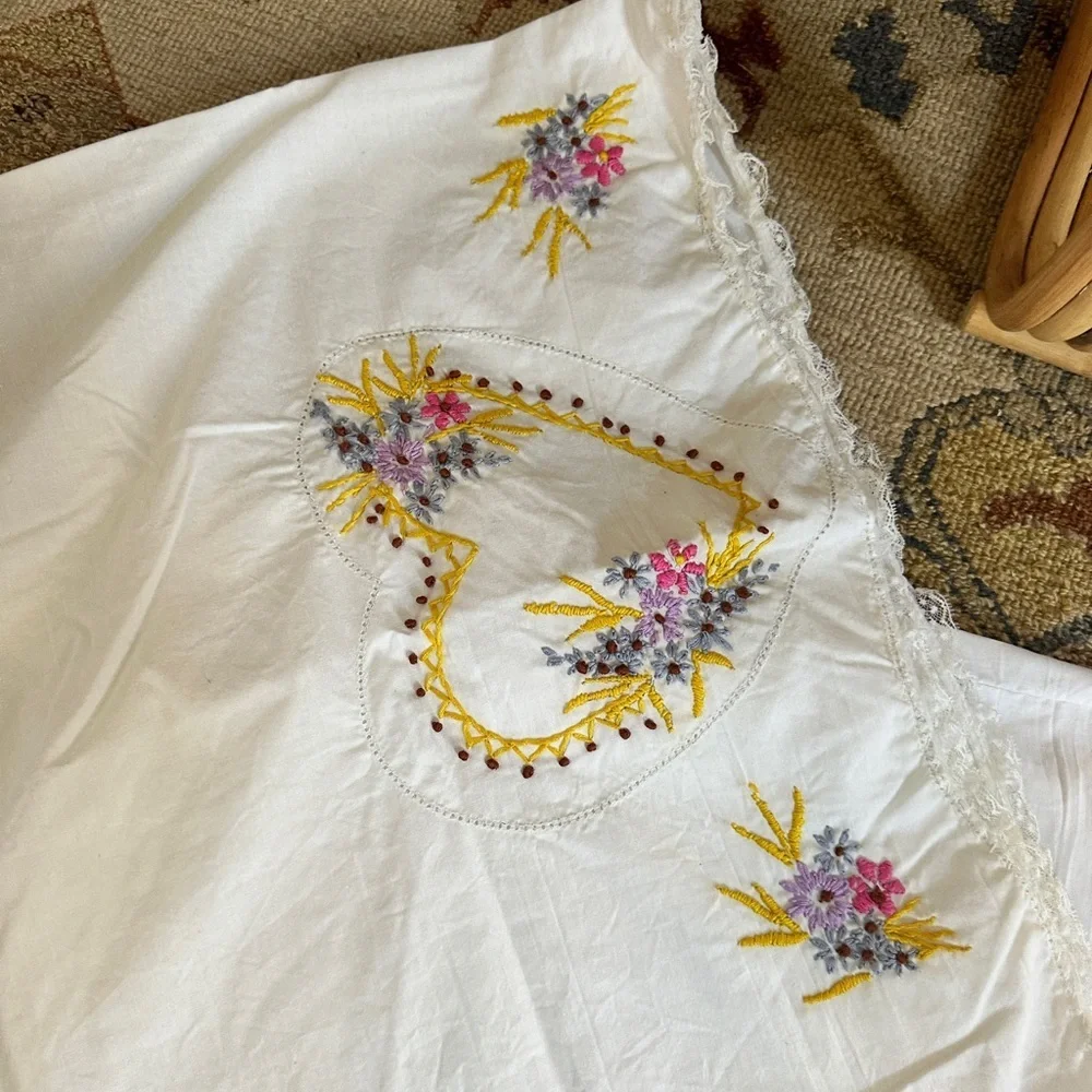 Vintage Embroidered Heart Pillows